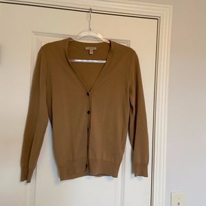Burberry Tan Elbow Patch Cardigan Sweater